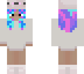 seal girl with pink purple and blue hair