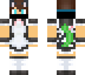 blue gamer cat maid