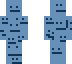 blue guy with faces on body