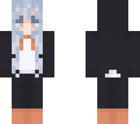 blue hair girl in a penguin onesie