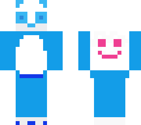 blue panda with smiley face