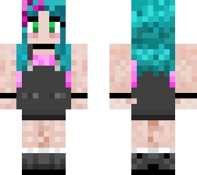turquoise and pink hair overall dress green eyes