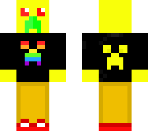 yellow creeper with black and rainbow hoodie