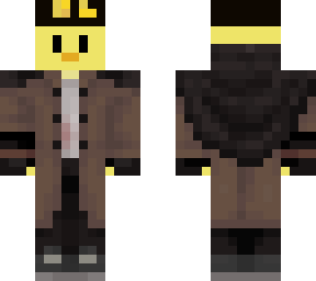a duck with wilbur pogtopia outfit and fundy hat