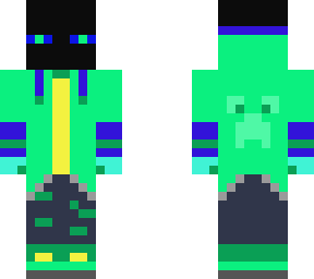 blue enderman in creeper hoodie