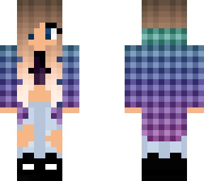 cute girl with hoodie fade(green-purple)