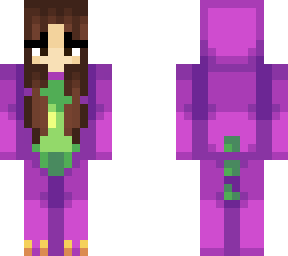 girl in barney onesie