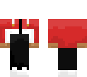 red, white and black outfit