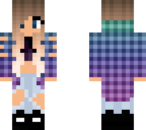 cute girl with hoodie fade(green-purple) ~2~