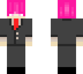 pink hair with suit