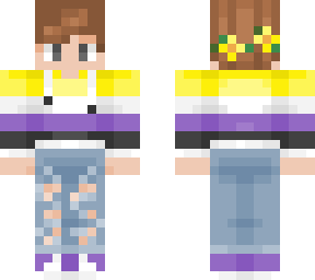 short hair non binary person 2 flowers grey eyes