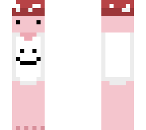 a pink muchroom axolot with white dream hoodie!