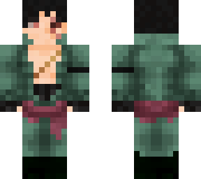 dark haired zoro with two damaged eyes