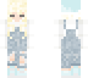 blonde girl with blue beanie and overalls