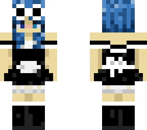 blue hair maid dress girl