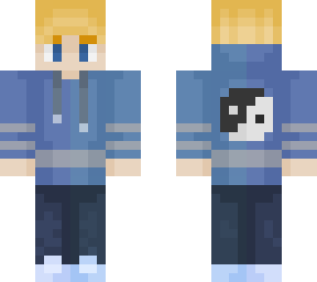 boy/guy with blue hoodie and ying and yang