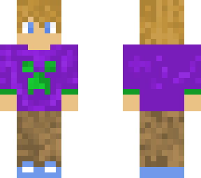 boy with purple and green jacket with creeper face on it