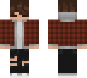 brown haired boy red flannel