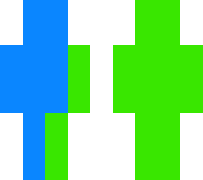 half blue and half green
