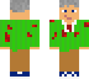 mr rogers in a blood stained sweater