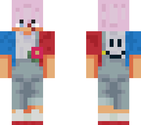 pink hair french dungaree