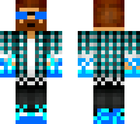 blue flame, beard, and sunglasses