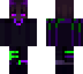 neon purple and green devil figure