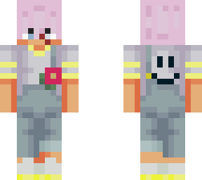 pink hair dungaree teen ( yellow )