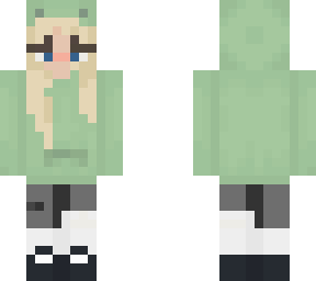 blonde girl in frog hoodie