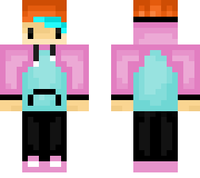 blue boi with pink sleeves