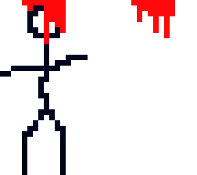 stick man with blood on head