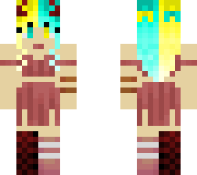 yellow and blue haired demon girl