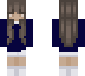 blue sweater w/ white shoes