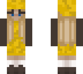 girl with blonde hair and yellow bodysut/outfit