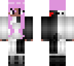 monokuma hood -girl- pink hair and black eyes