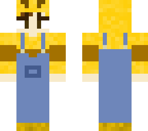 person with bee hoodie/sweater and overalls :]