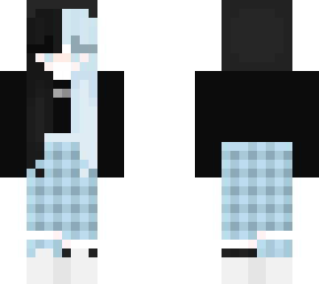 black & light blue girl