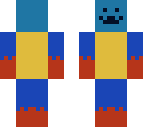 dog with red gloves,yellow shirt,and,blue arms and legs