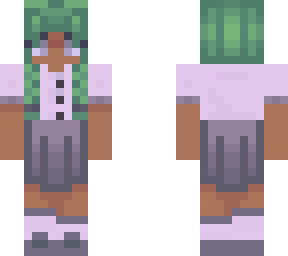 green hair school girl