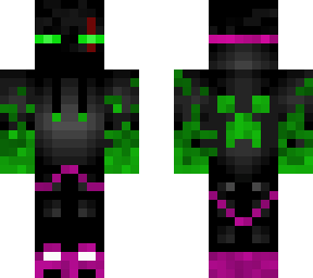 purple/green gamer ender man with flames