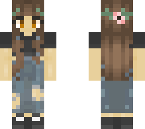 dungarees long hair girl