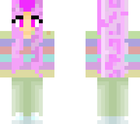 girl with pink hair and colorful sweater
