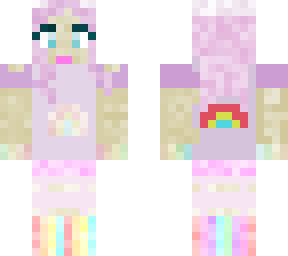 rainbow pink haired girl | Minecraft Skin