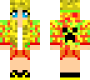 yellow, orange and green edit of creeper girl