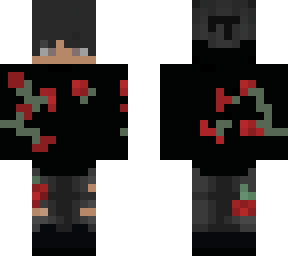 black with red roses