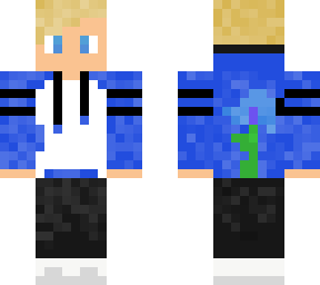 blond boy with blue sweater