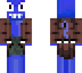 blue demon in trench coat