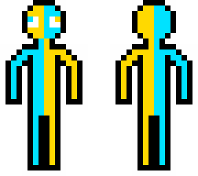blue orange paper man