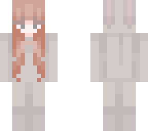 girl in gray bunny onesie