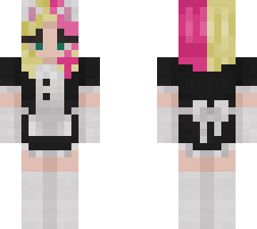 maid girl half pink hair
